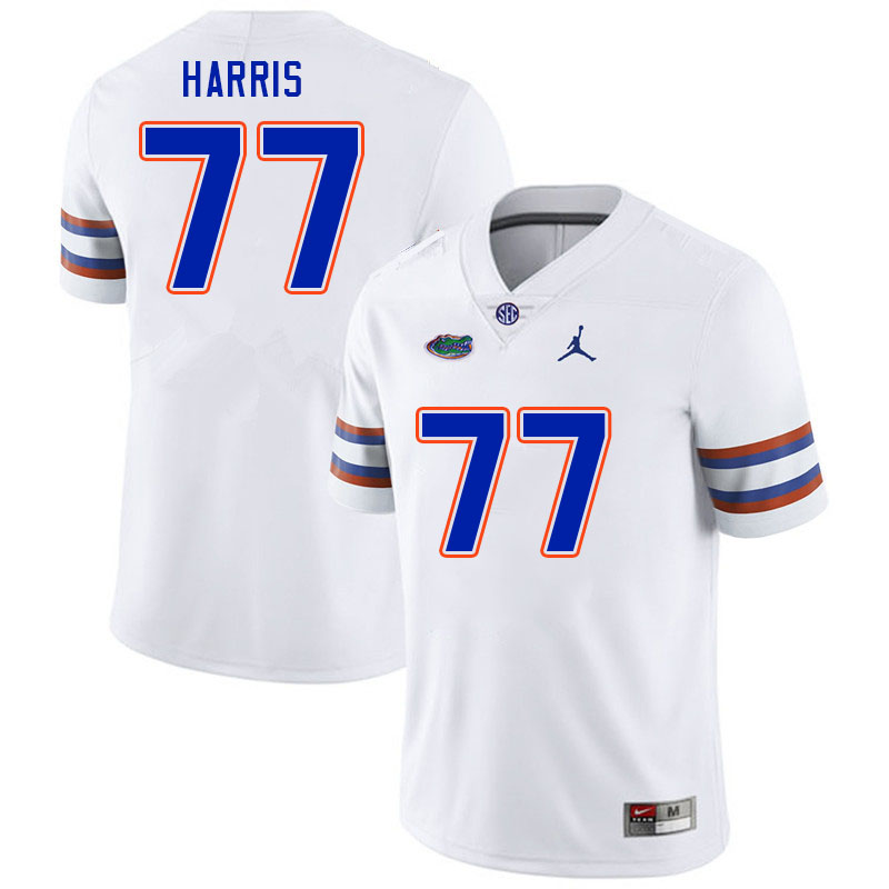 Men #77 Knijeah Harris Florida Gators College Football Jerseys Stitched-White - Click Image to Close